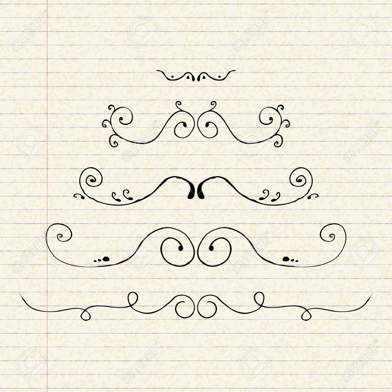 手は 罫線入りの用紙 1 枚に仕切りのイラストを描いたのイラスト素材 ベクタ Image