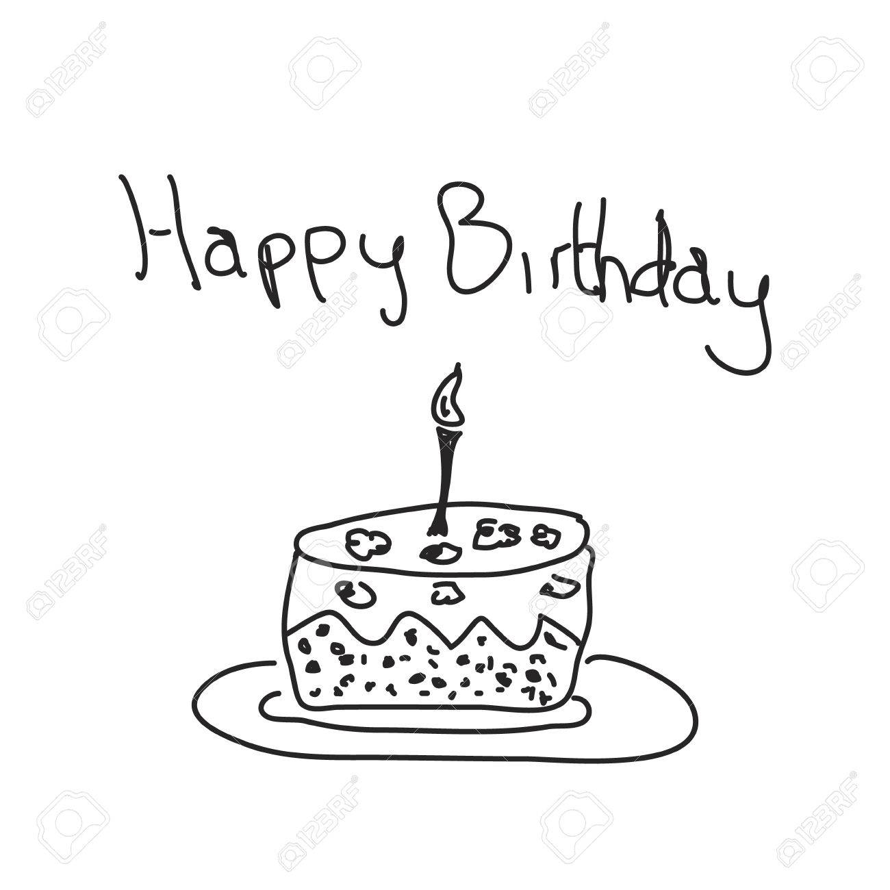 Simple Hand Drawn Doodle Of A Birthday Cake Royalty Free Svg Cliparts Vectors And Stock Illustration Image