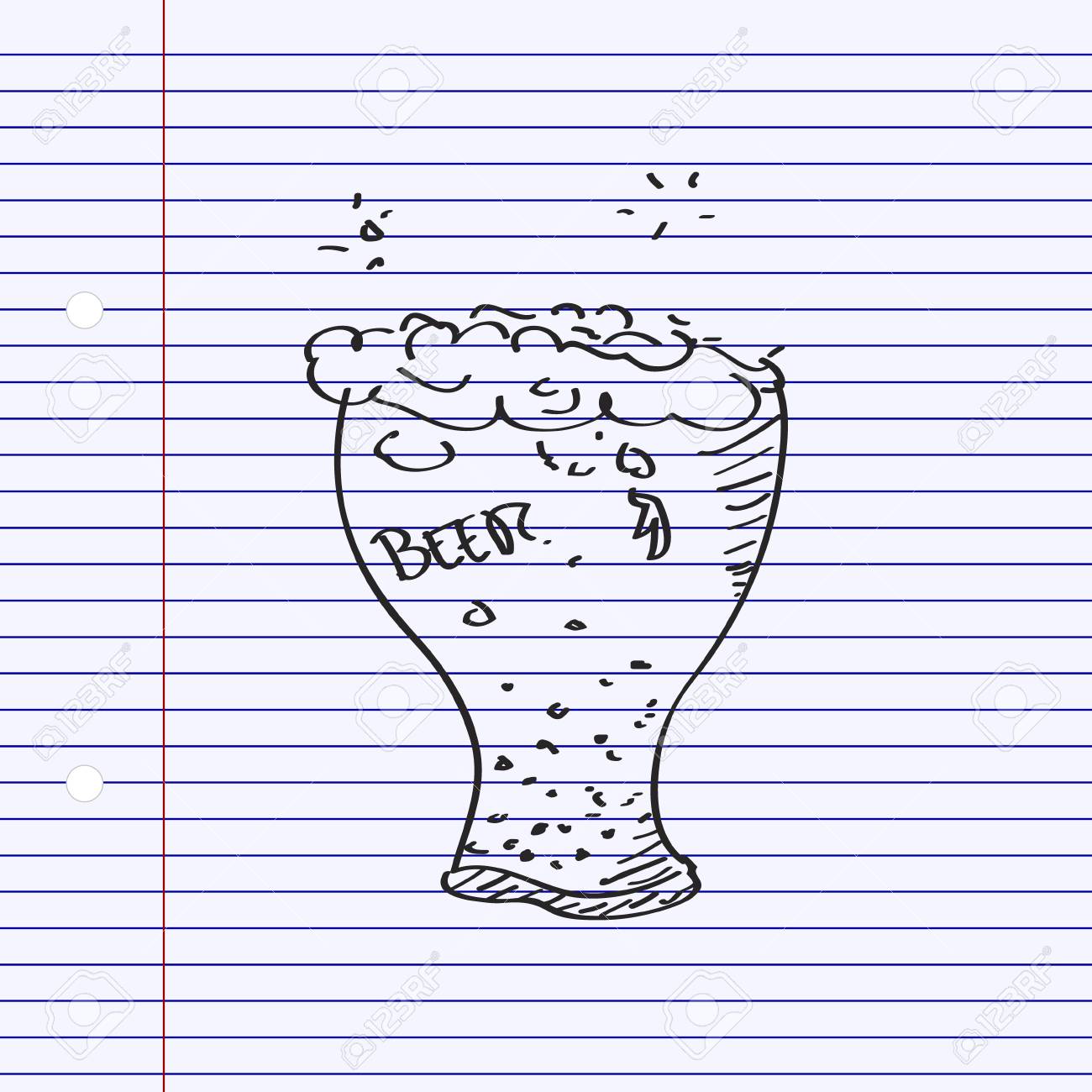 ビール ガラスの簡単な手描き落書き のイラスト素材 ベクタ Image