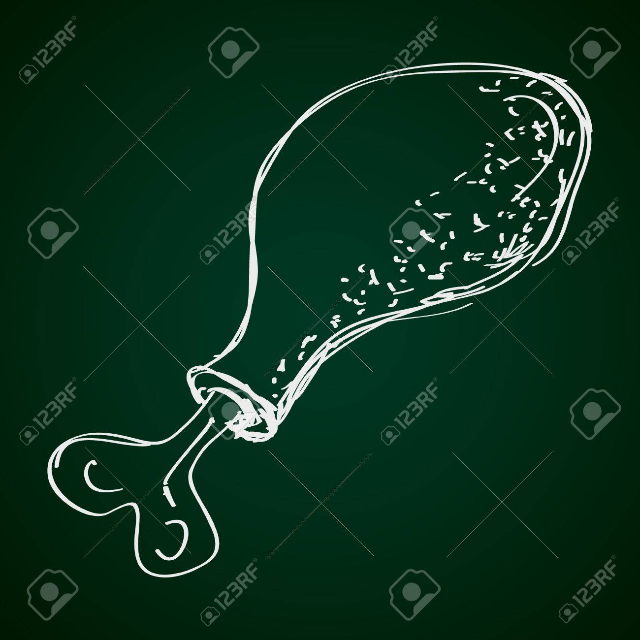チキンのドラムスティックの簡単な手描き落書きのイラスト素材 ベクタ Image