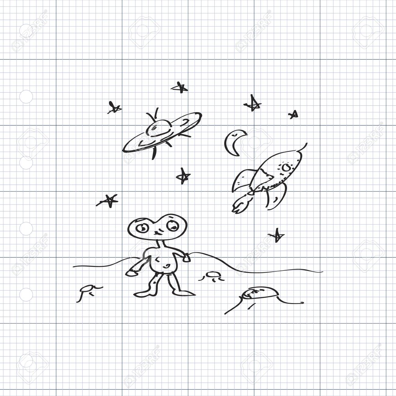 宇宙人の簡単な手描き落書き のイラスト素材 ベクタ Image 宇宙人の簡単な手描き落書き のイラスト素材 ベクタ Image
