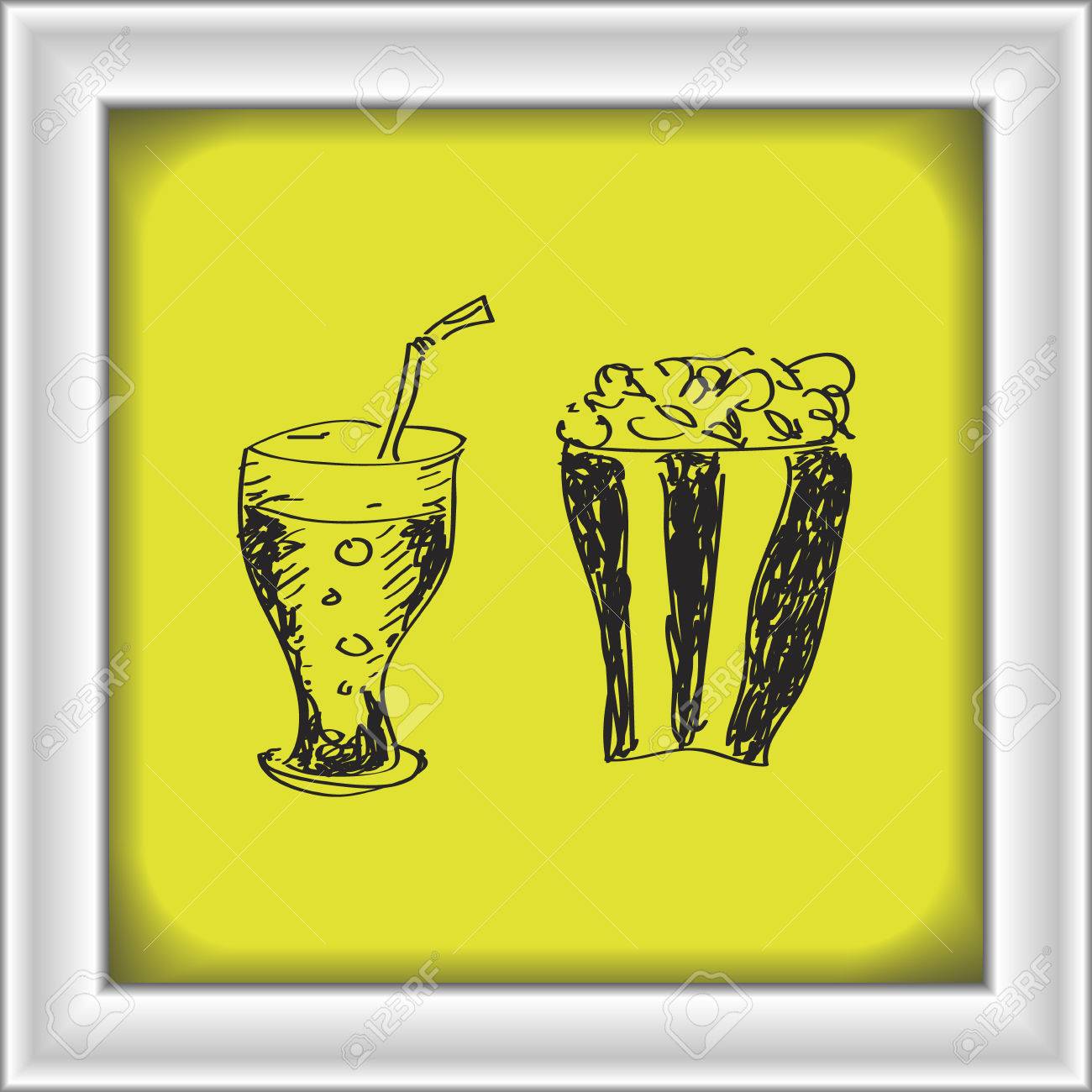 ドリンクとポップコーンの簡単な手描き落書き のイラスト素材 ベクタ Image ドリンクとポップコーンの簡単な手描き落書き のイラスト素材 ベクタ Image