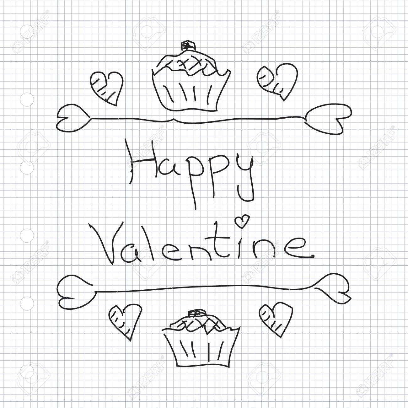 バレンタイン デザインの簡単な手描き落書き のイラスト素材 ベクタ Image