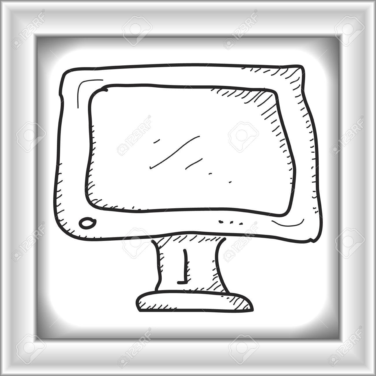 テレビ画面の簡単な手描き落書きのイラスト素材 ベクタ Image