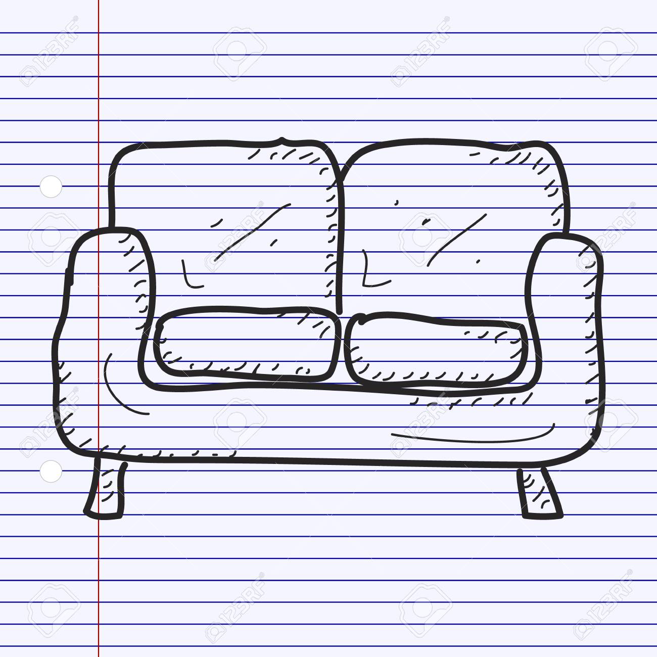 ソファの簡単な手描き落書き のイラスト素材 ベクタ Image ソファの簡単な手描き落書き のイラスト素材 ベクタ Image