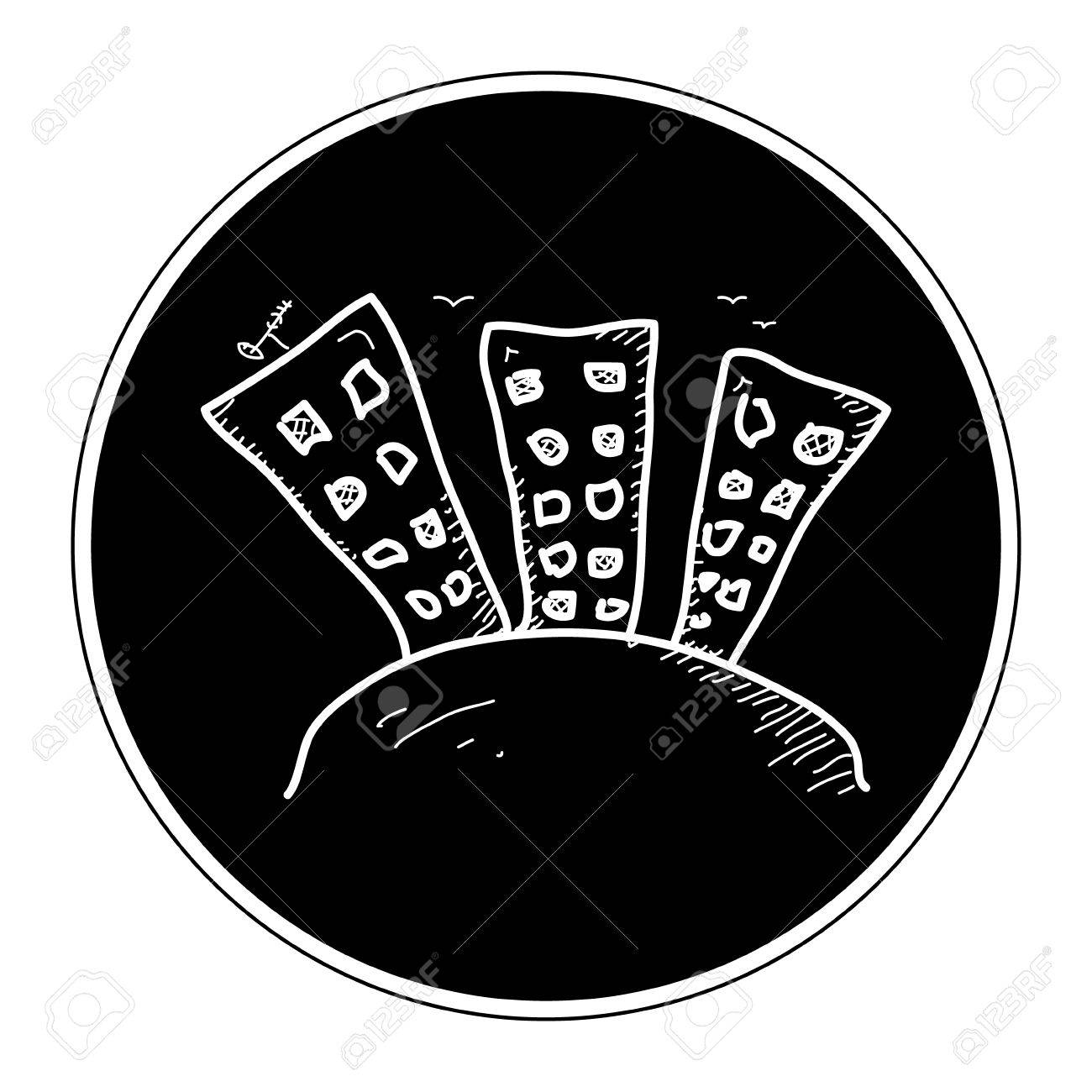 アパートのブロックの簡単な手描き落書きのイラスト素材 ベクタ Image