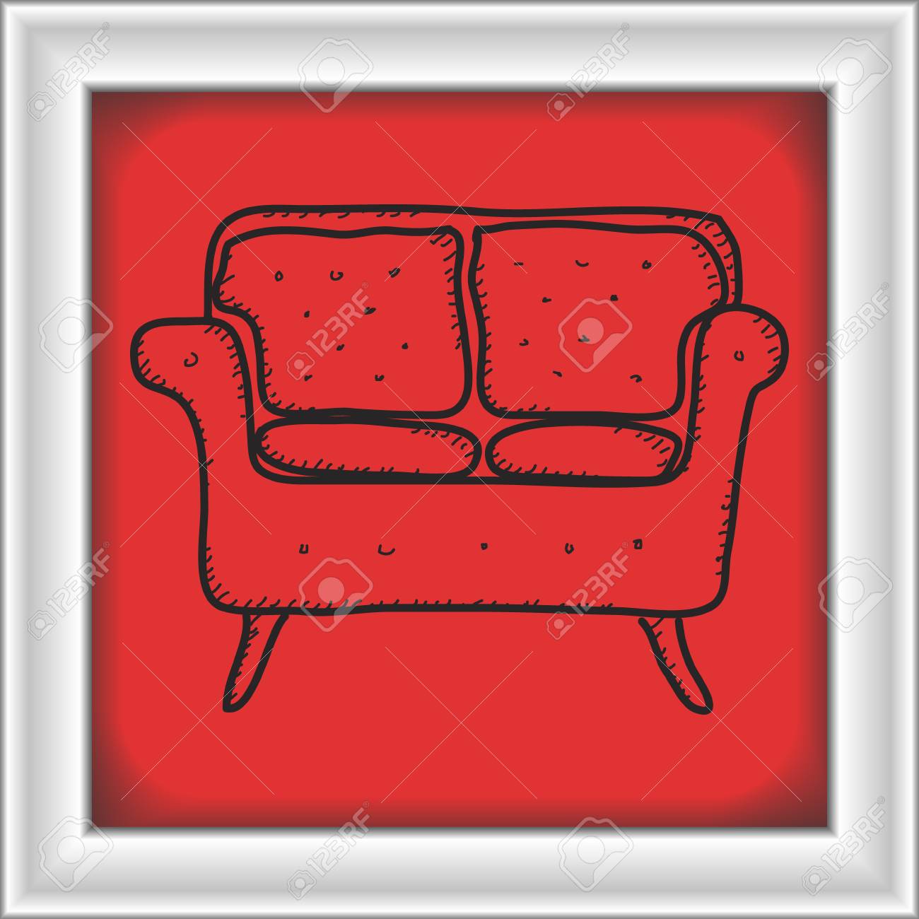 ソファの簡単な手描き落書き のイラスト素材 ベクタ Image ソファの簡単な手描き落書き のイラスト素材 ベクタ Image