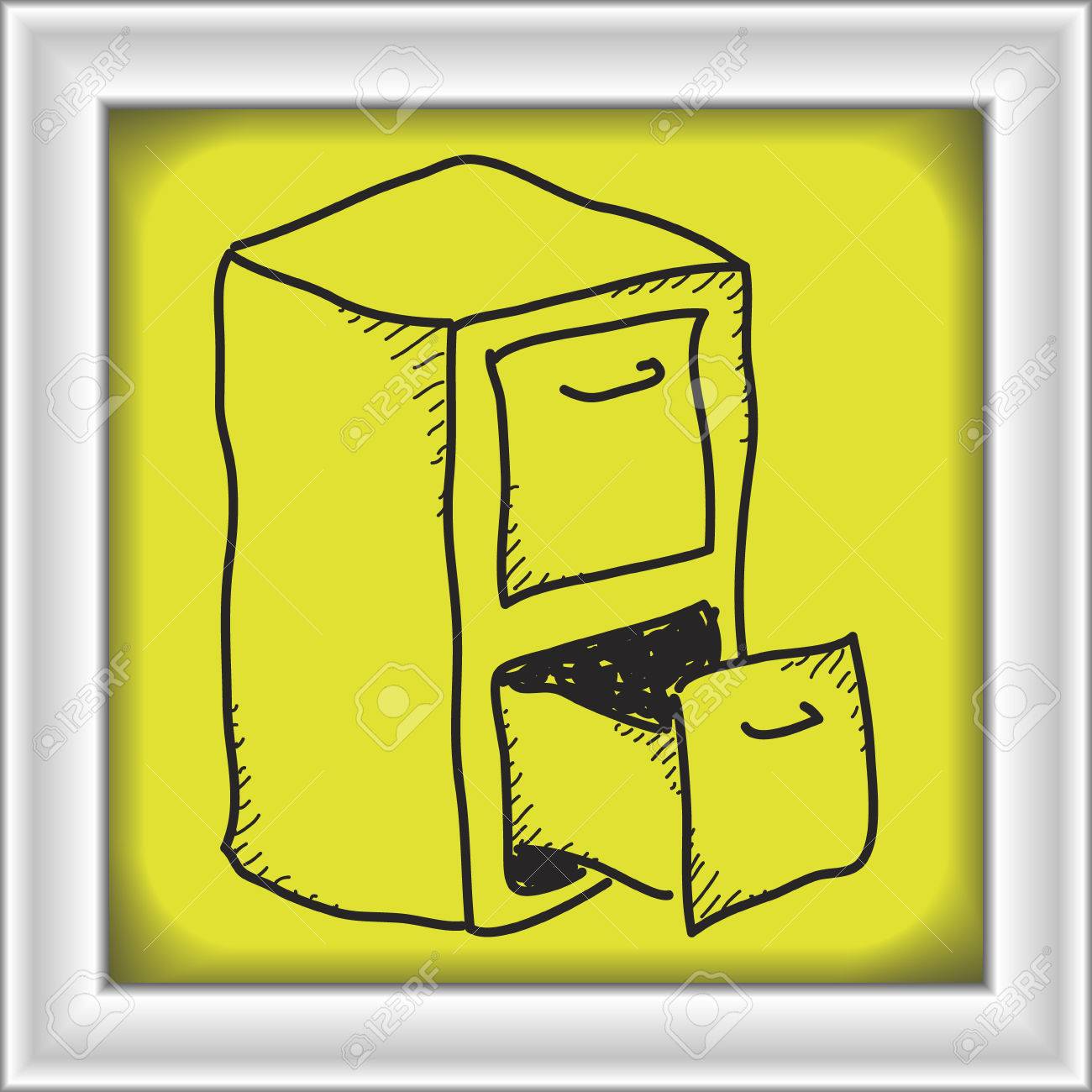 Simple Doodle Of A Hand Drawn Filing Cabinet Royalty Free Cliparts