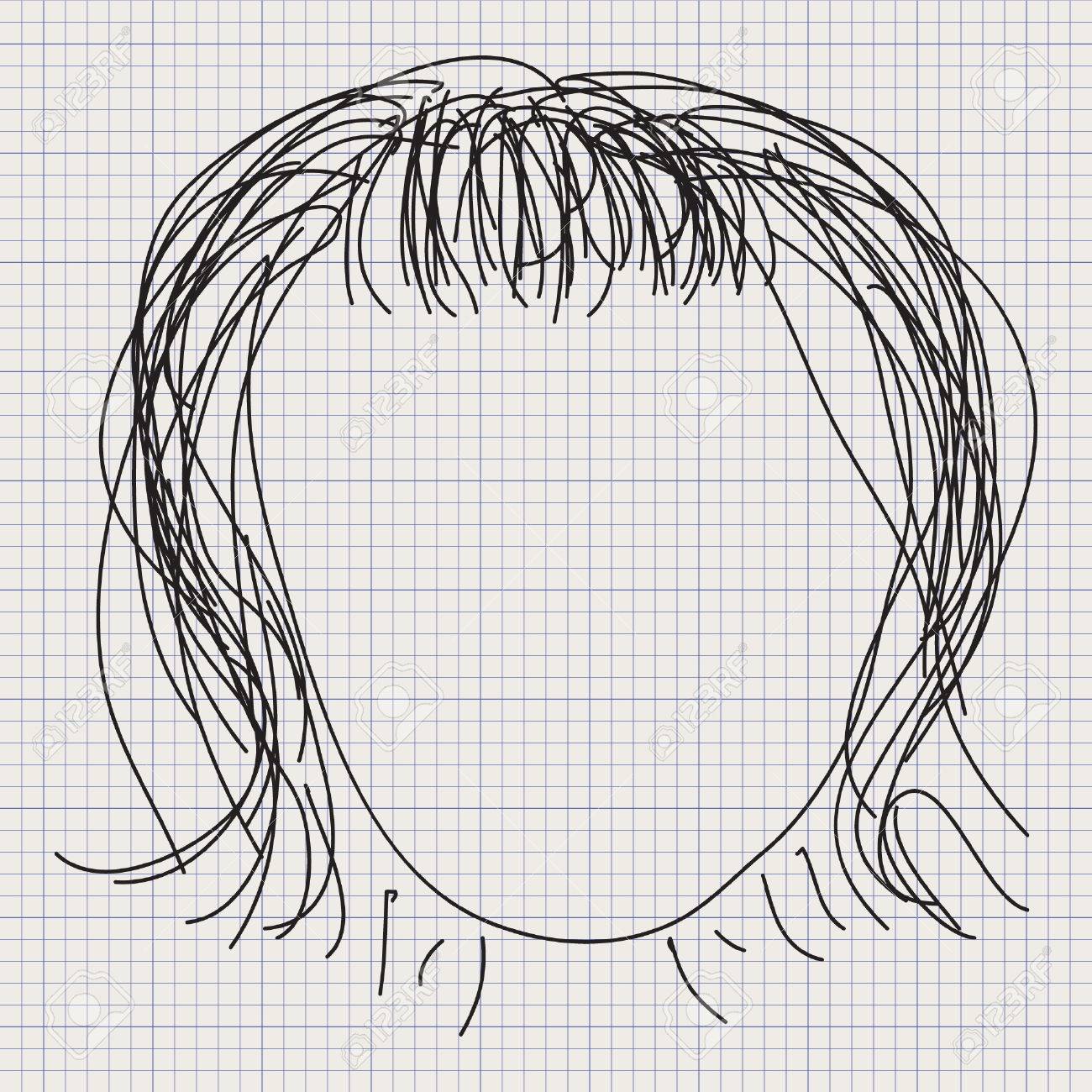 simple doodle sketch of a hair style on graph paper background simple graph paper art