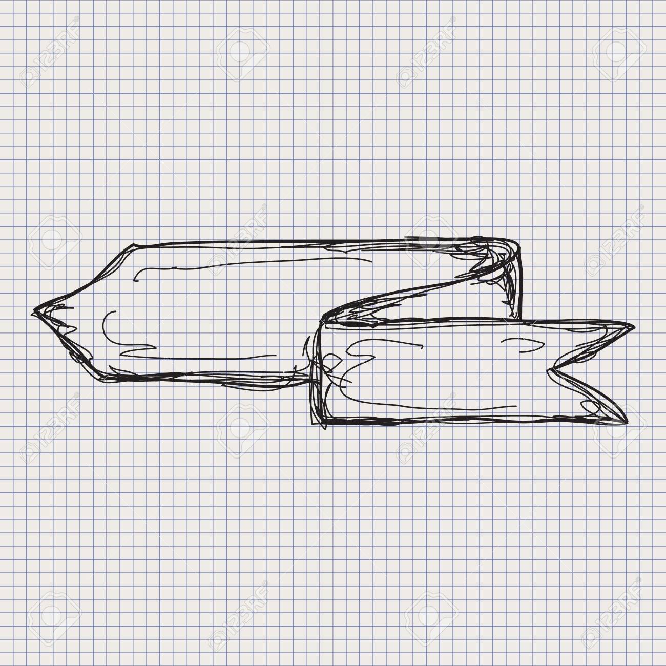 方眼紙背景のバナーの簡単な落書きスケッチのイラスト素材 ベクタ Image