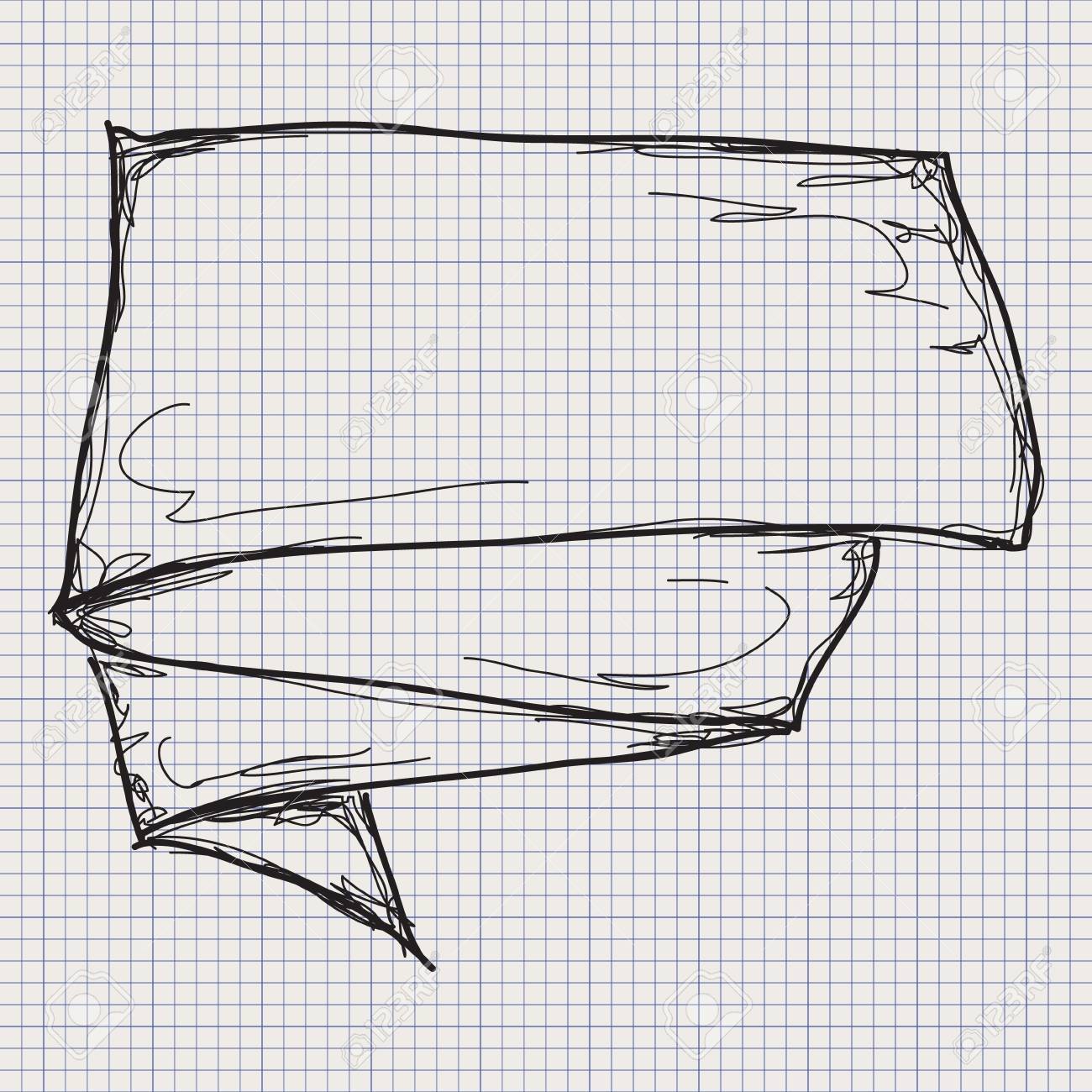 方眼紙背景のバナーの簡単な落書きスケッチのイラスト素材 ベクタ Image