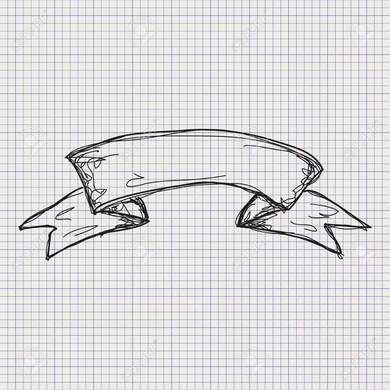 simple doodle sketch of a banner on graph paper background royalty simple graph paper art