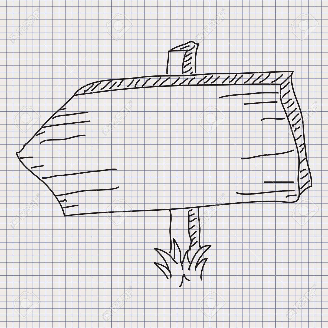 simple doodle sketch of a wooden arrow on graph paper background simple graph paper art