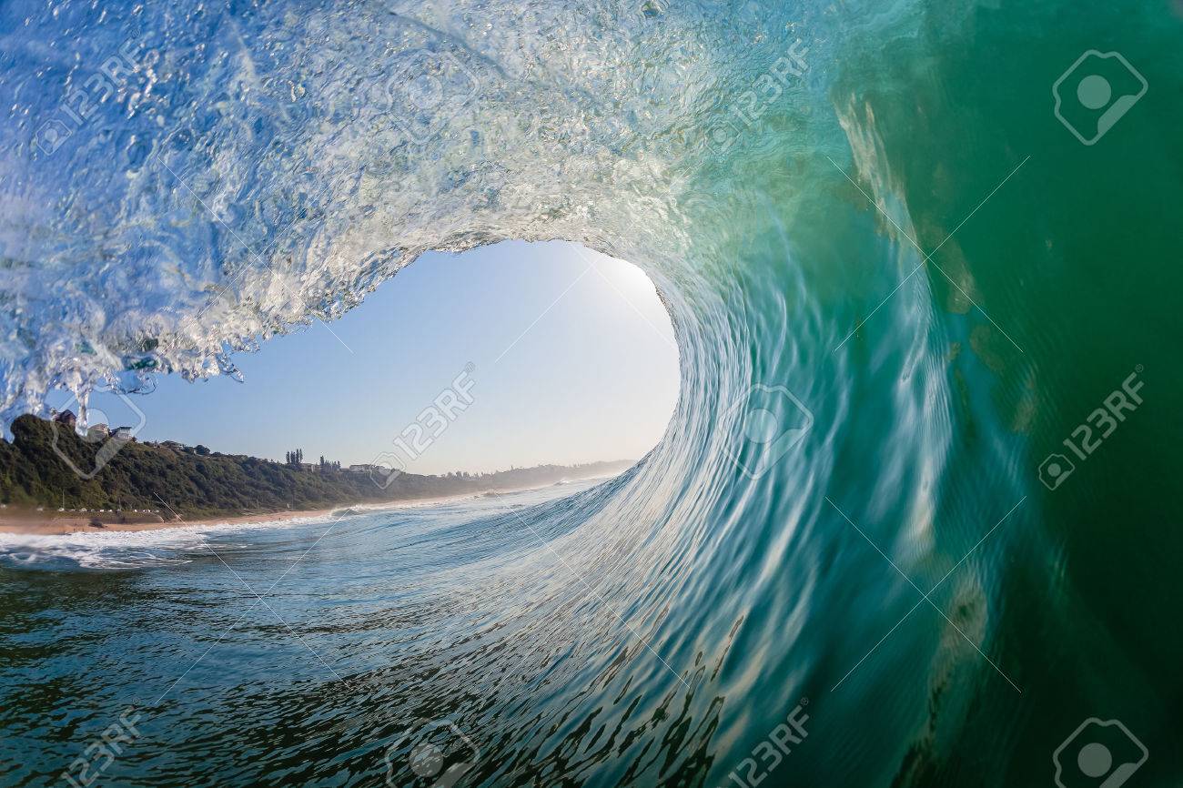 Swimming Surfing View Of Hollow Crashing Ocean Wave Inside Vortex Looking Out Stock Photo Picture And Royalty Free Image Image