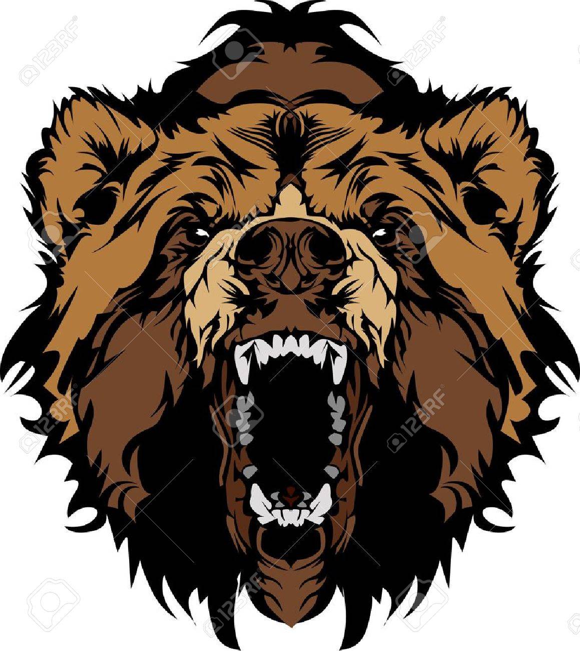 grizzly bear mascot head vector graphic royalty free cliparts