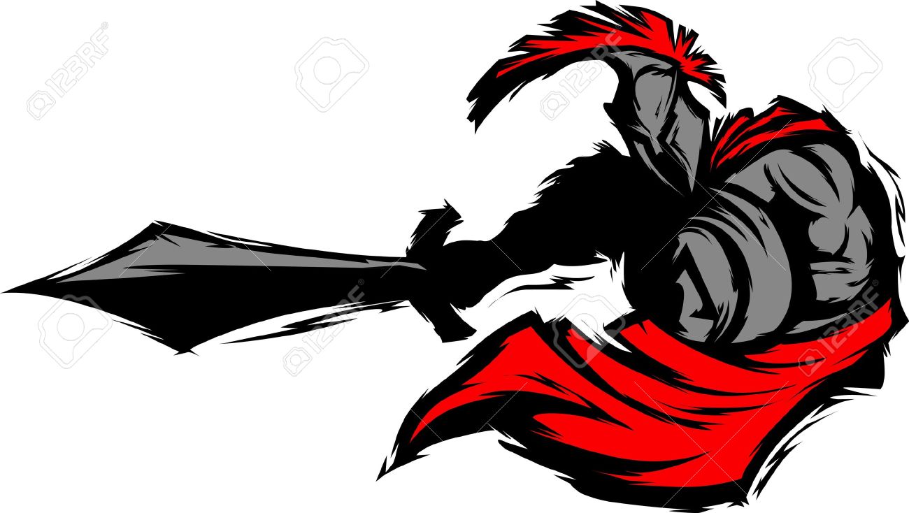 トロイの木馬またはスパルタ ベクトル マスコット シルエットの剣で のイラスト素材 ベクタ Image