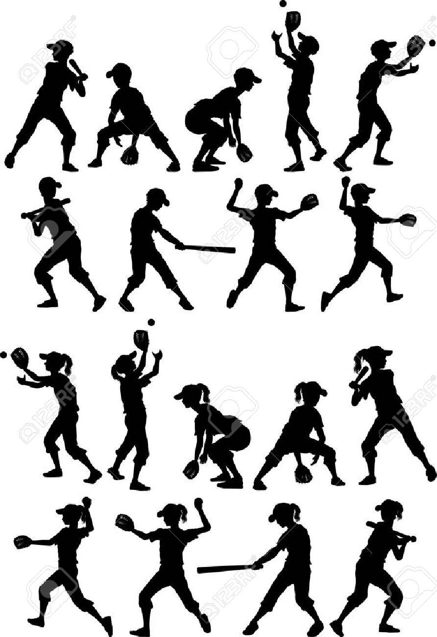 Sie möchten mit ihren kindern einen aufregenden tag verbringen? Softball Spiel Kinder : Baseball Oder Softball Spieler Silhouetten Der Kinder Jungen Und Madchen Lizenzfrei Nutzbare Vektorgrafiken Clip Arts Illustrationen Image 12805181
