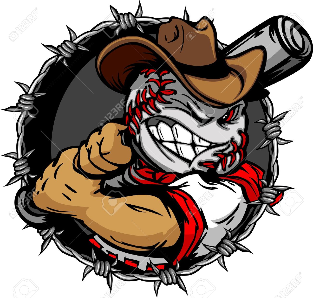 baseball face cartoon cowboy illustration royalty free cliparts