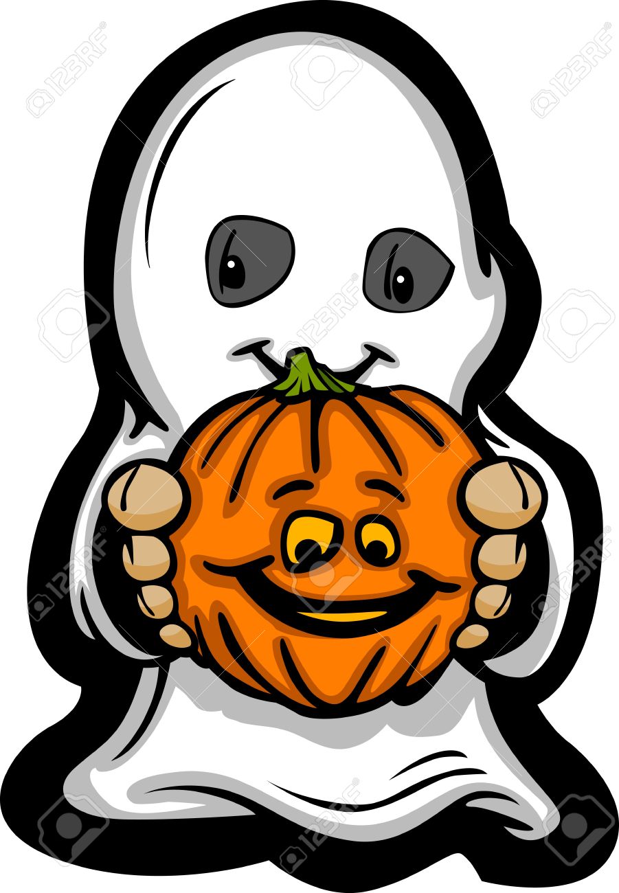 cartoon image of a happy halloween ghost with smiling jack o lantern stock vector - Happy Halloween Cartoon Pics cartoon image of a happy halloween ghost with smiling jack o lantern stock vector - Happy Halloween Cartoon Pics