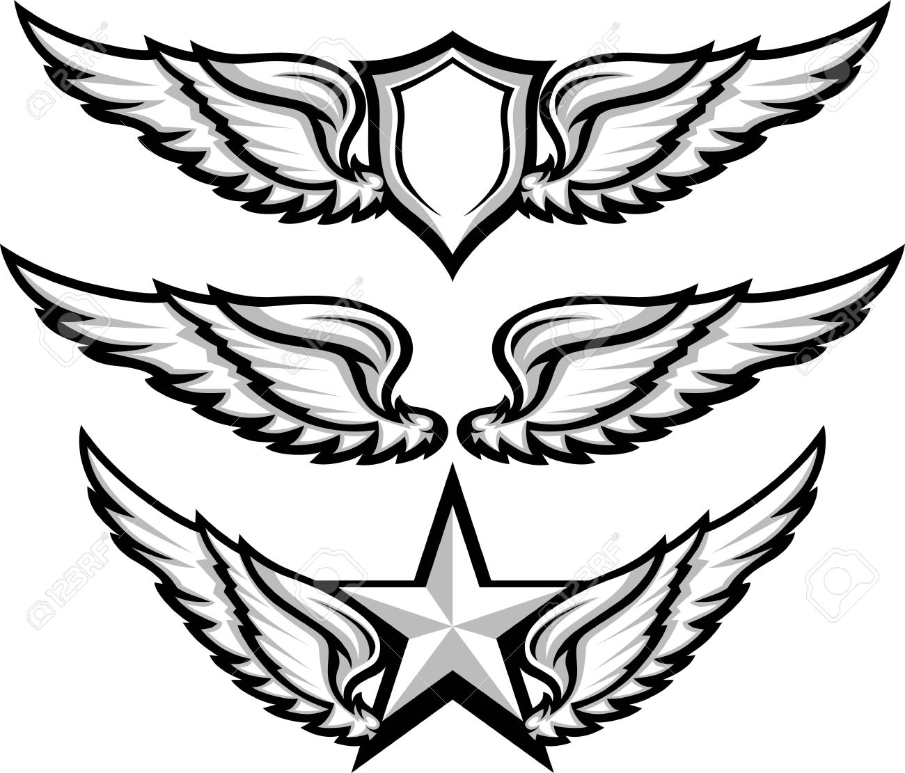 shield and wings emblems illustration royalty free cliparts vectors