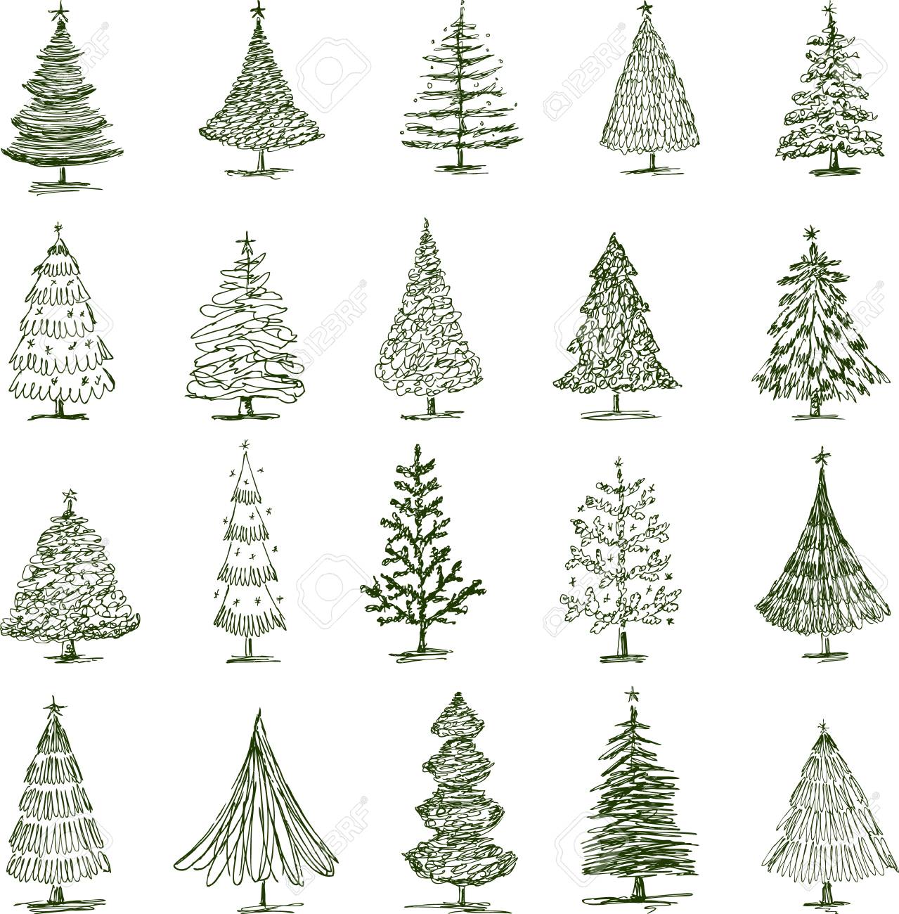 Different Christmas Trees Royalty 