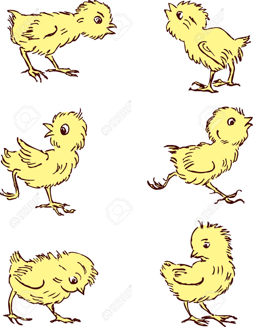 vector drawings of the funny cartoon chickens royalty free cliparts
