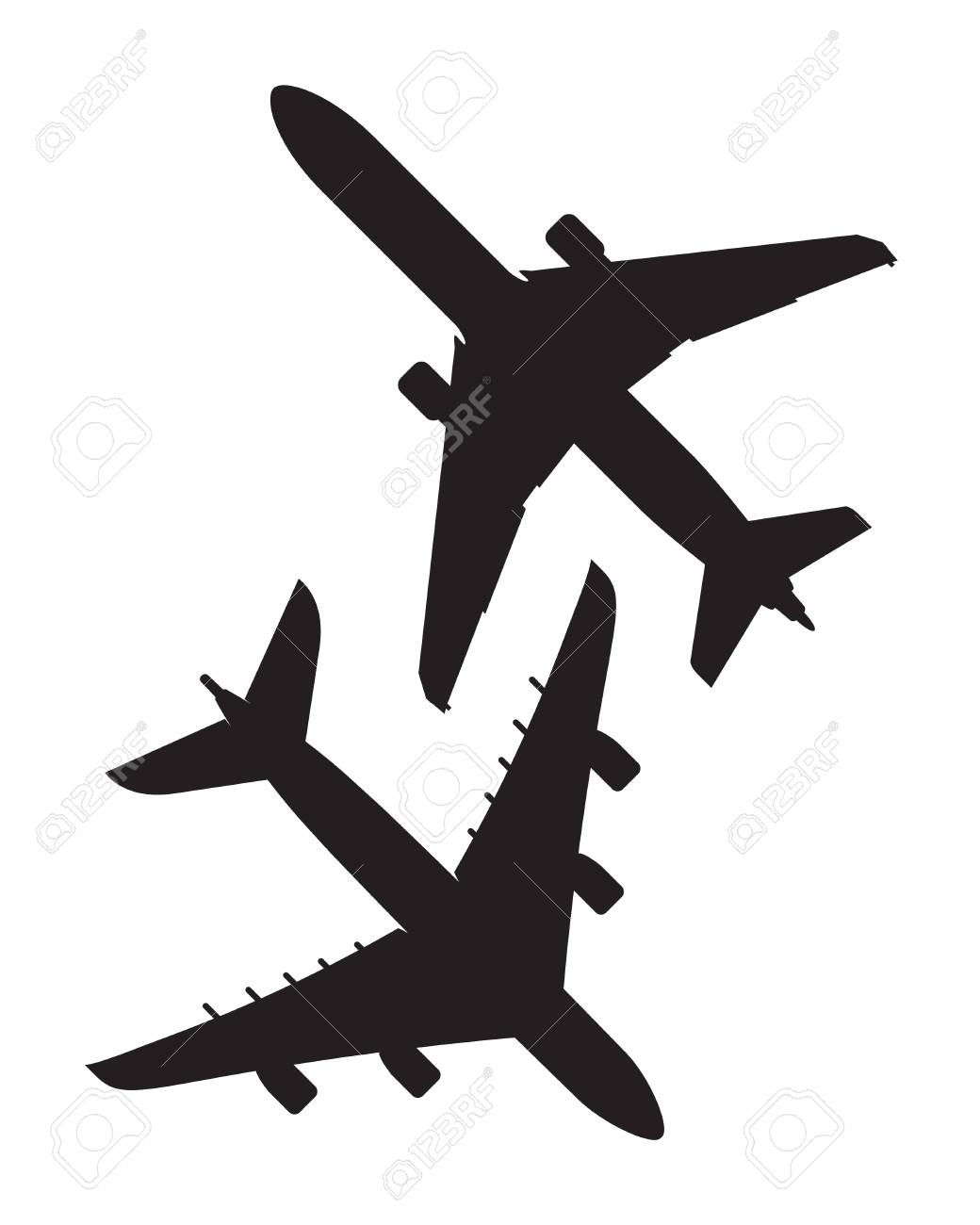 2 つの黒い飛行機アイコンのイラスト素材 ベクタ Image 2 つの黒い飛行機アイコンのイラスト素材 ベクタ Image