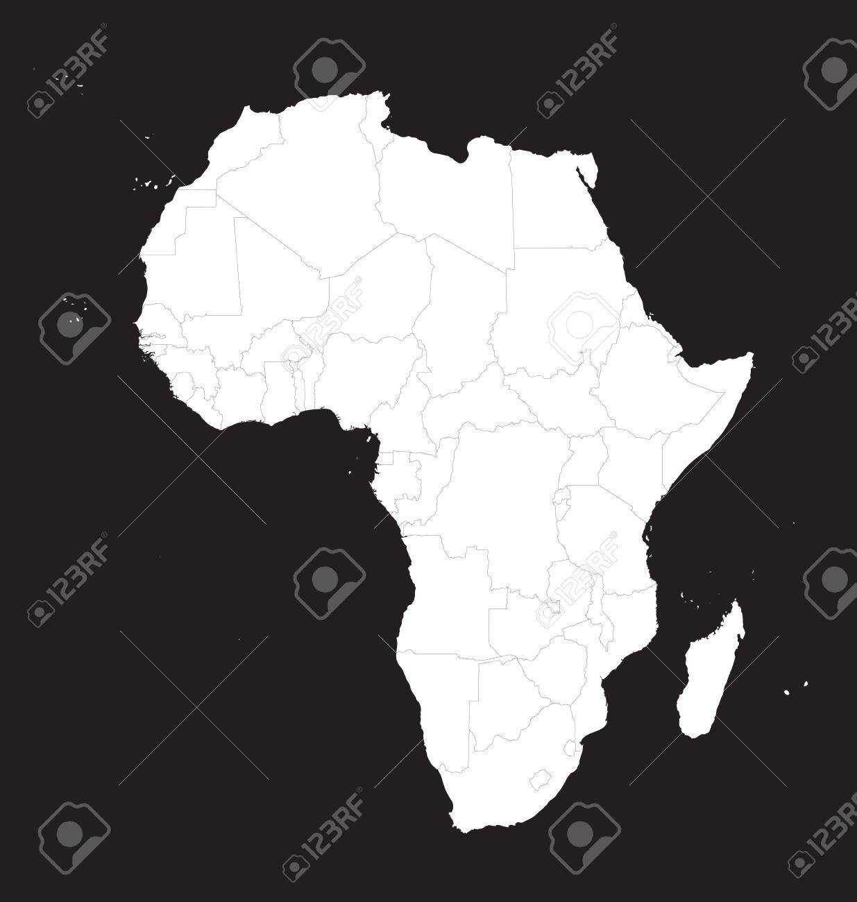 white map of africa with borders of all countries royalty free