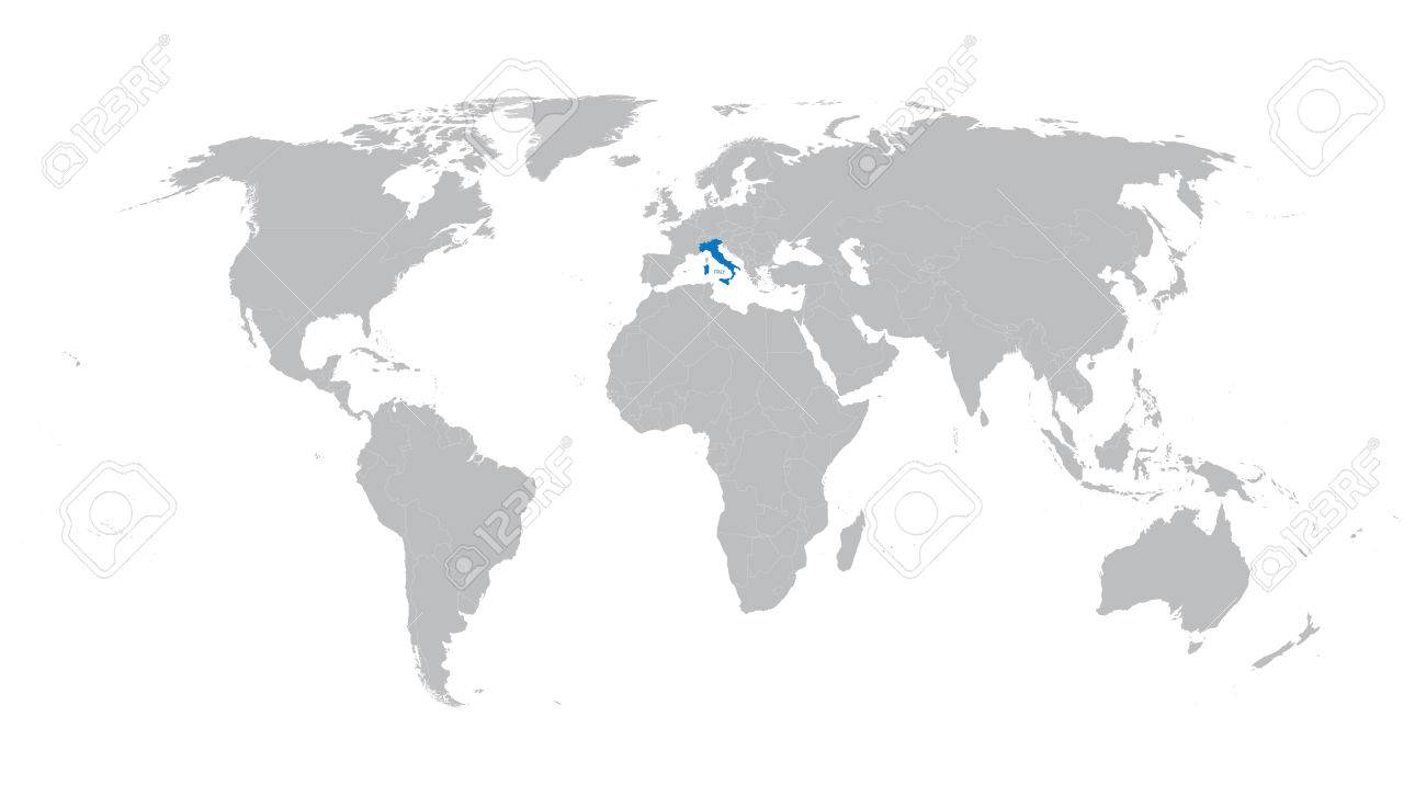 grey vector world map with indication of italy stock vector 43438308