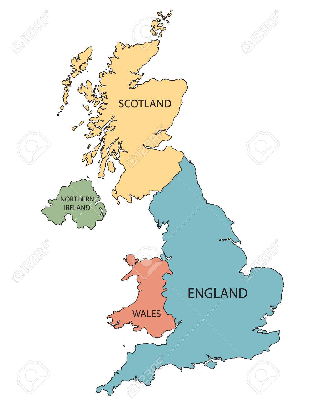 イギリスの国のカラフルな地図のイラスト素材 ベクタ Image