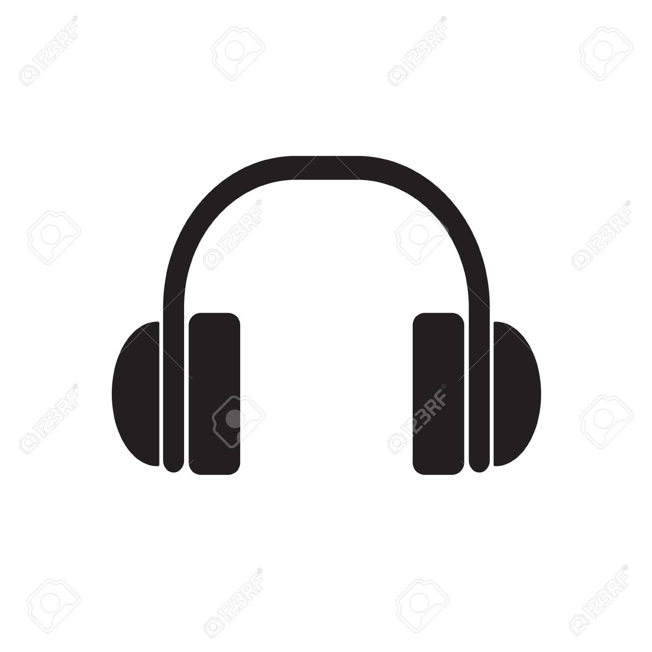 黒いヘッドフォンアイコン ベクトルイラスト のイラスト素材 ベクタ Image