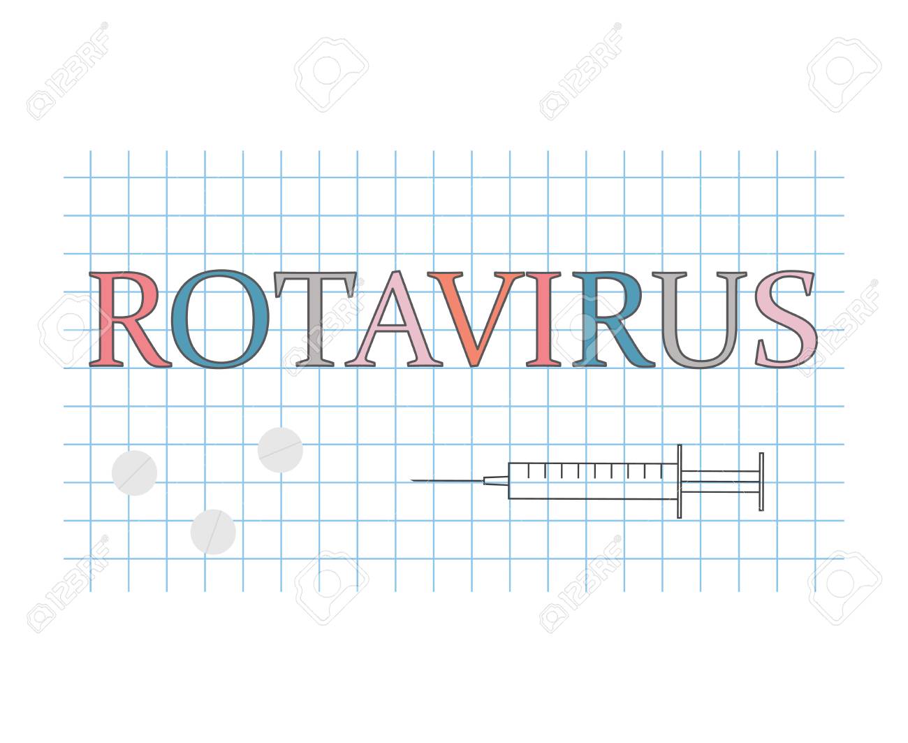 a rota virus word on checkered paper sheet vector illustration another word for rota