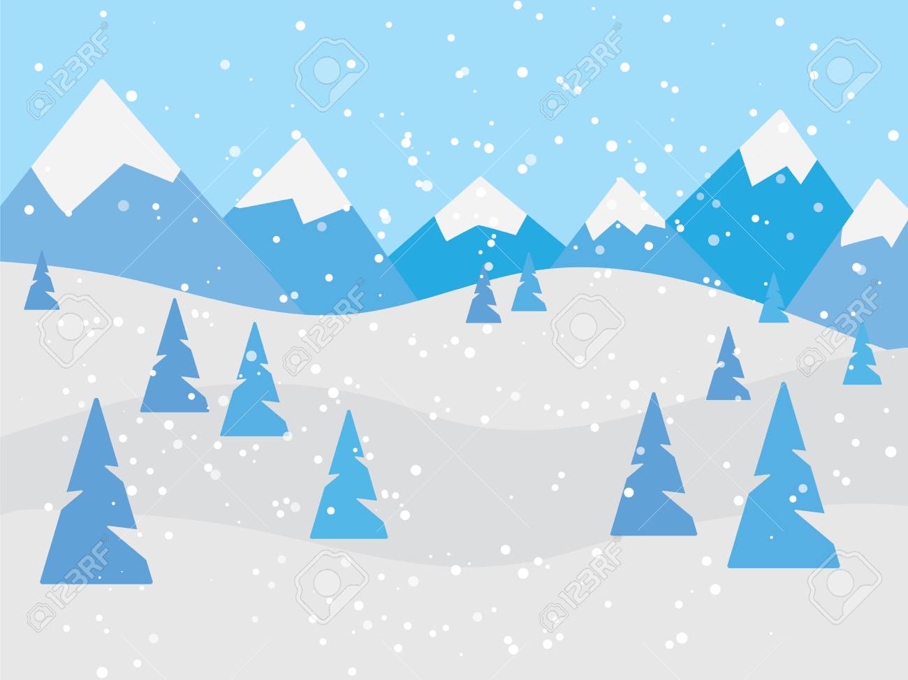 Winter Mountain Landscape Vector Illustration Royalty Free Cliparts Vectors And Stock Illustration Image 106778654
