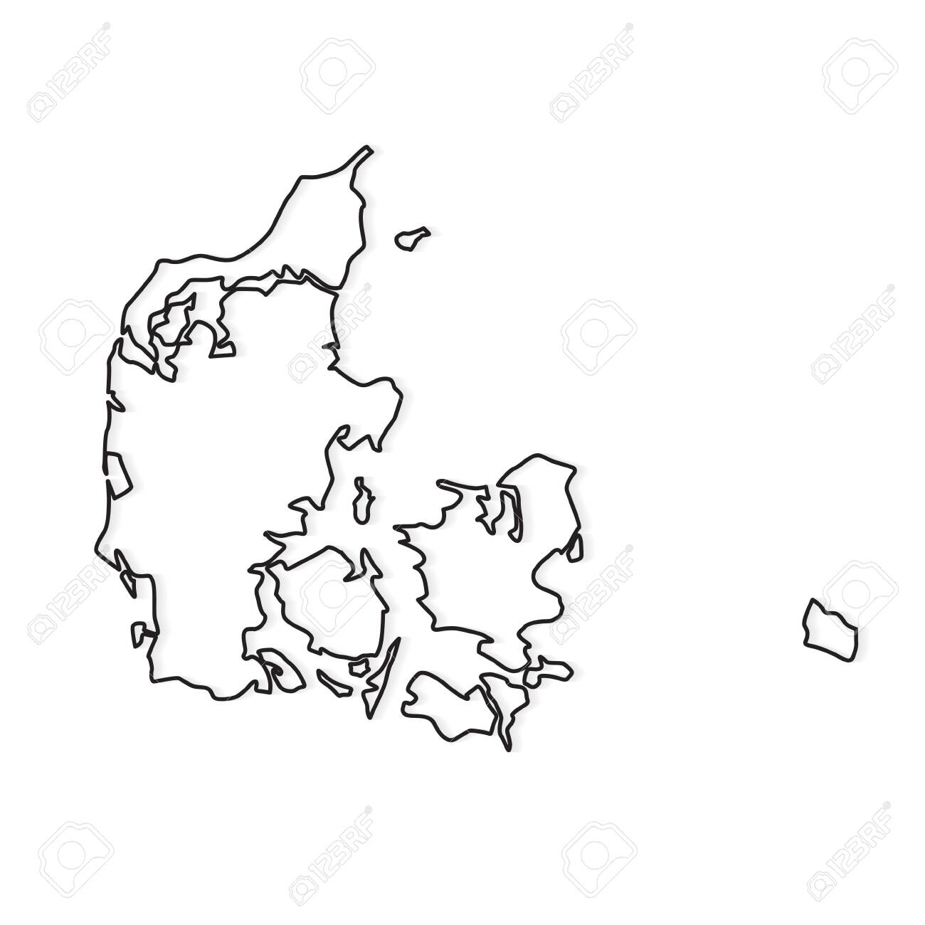 Black Outline Of Denmark Map- Vector Illustration Royalty Free SVG, Cliparts, Vectors, and Stock Illustration. Image 135969253. for Free Printable Map Of Denmark