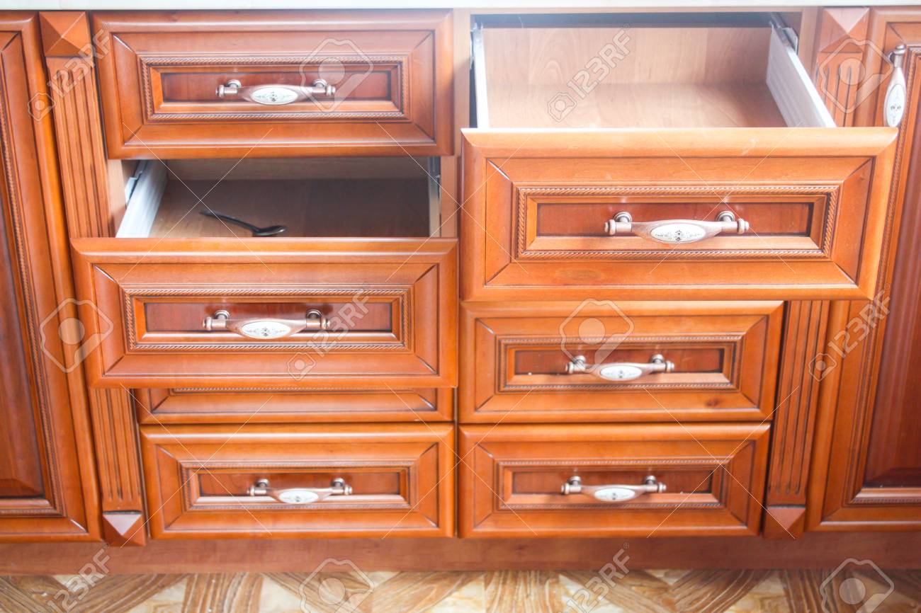 Kitchen Cabinets Made Of Wood Stock Photo Picture And Royalty