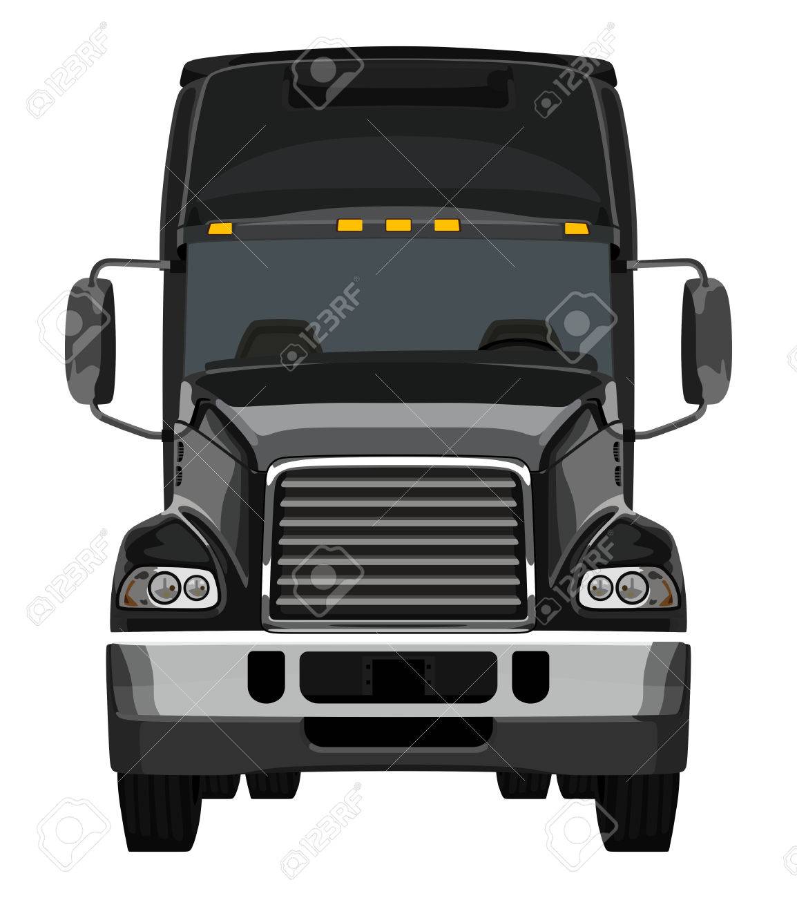 白い背景の上フロント ブラック トラック のイラスト素材 ベクタ Image