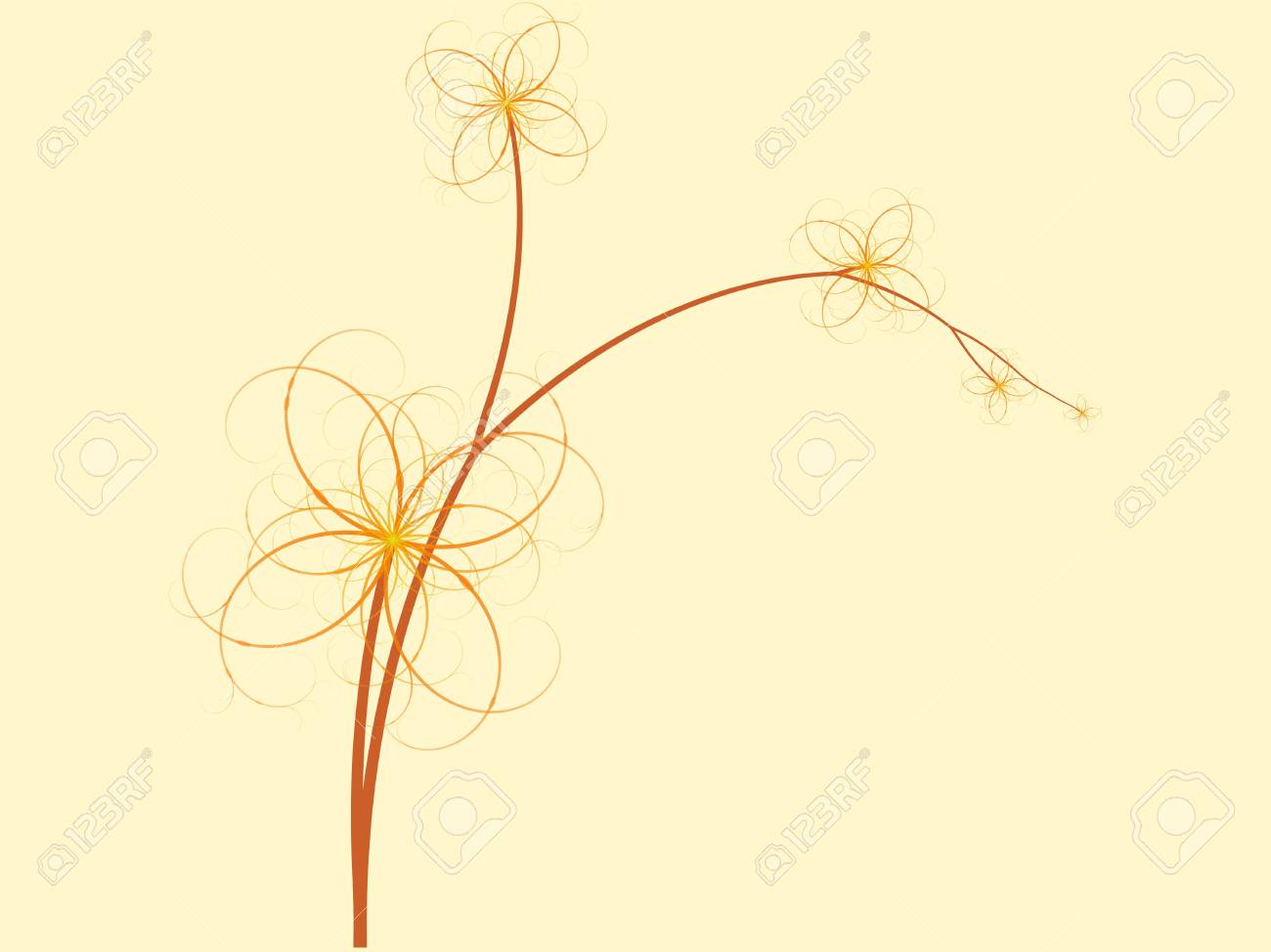 花の茎を描いた明るいアート作品 の写真素材 画像素材 Image