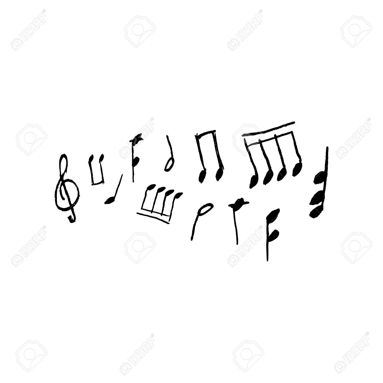 鉛筆手描き音楽オブジェクトのイラスト素材 ベクタ Image