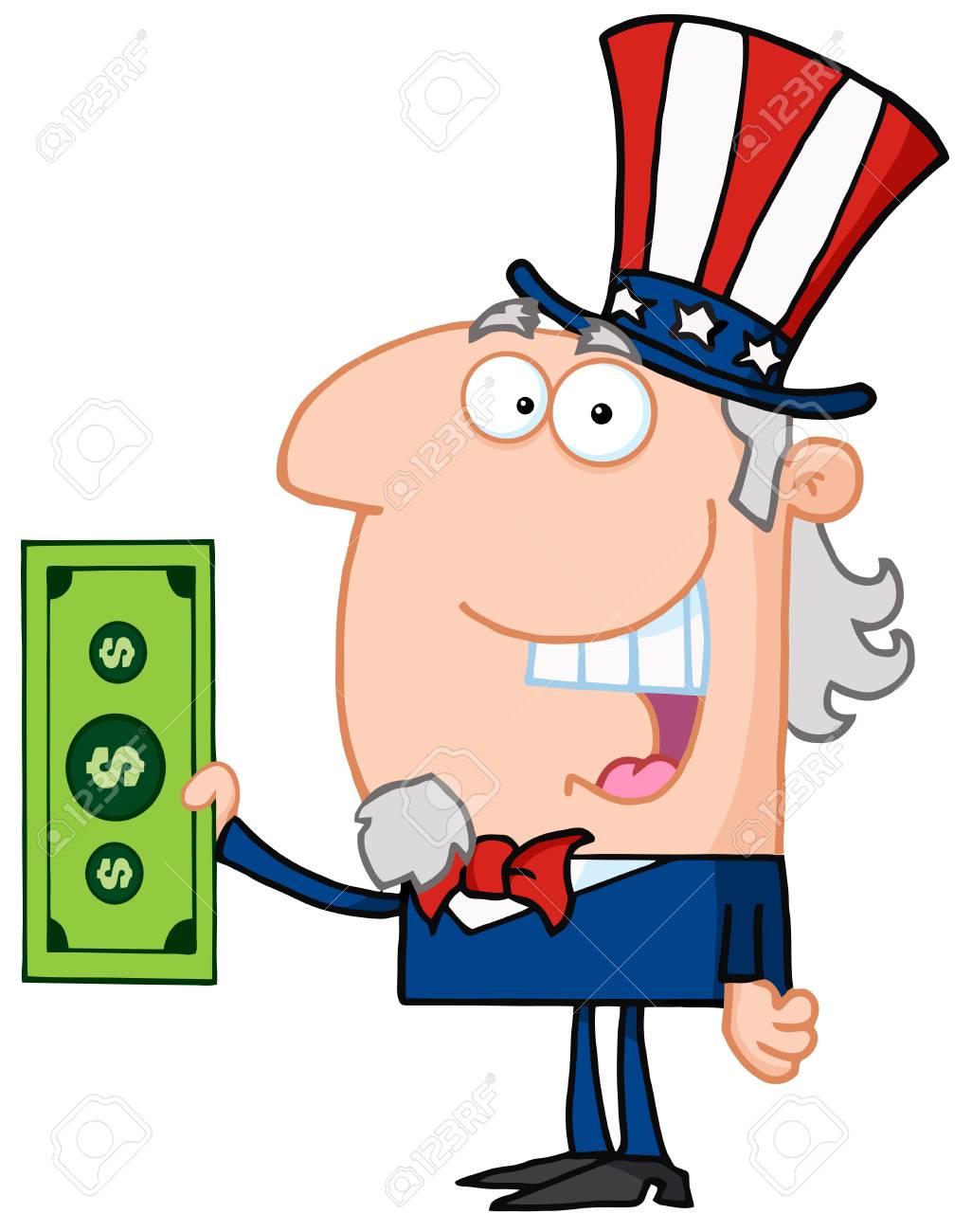 Uncle Sam With Holding A Dollar Bill Royalty Free SVG, Cliparts, Vectors,  and Stock Illustration. Image 12145742., image size:1026x1300
