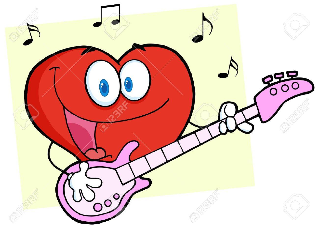 ロマンチックな赤いギター演奏を聞くと歌 のイラスト素材 ベクタ Image