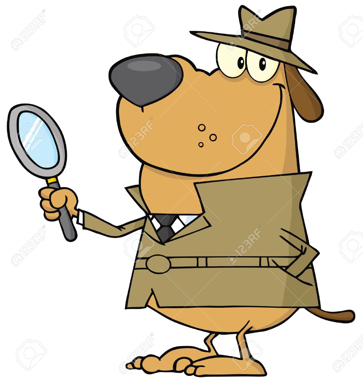 Detective Dog Holding A Magnifying Glass Royalty Free Cliparts ...