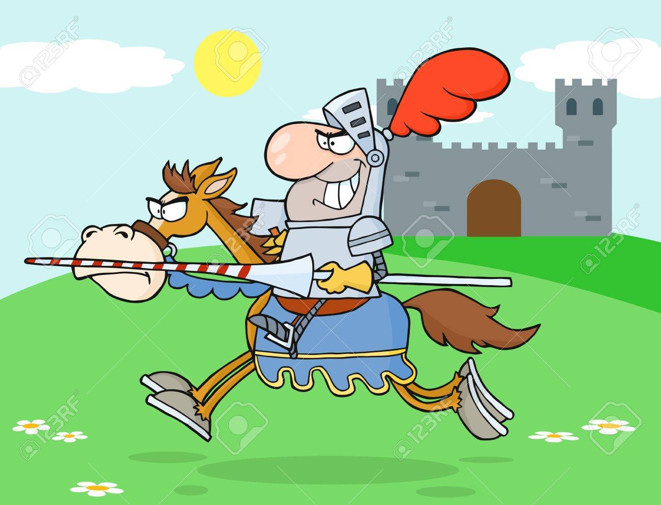 Knight Riding Horse In The background Of Medieval Castle - 15481441 Knight Riding Horse In The background Of Medieval Castle - 15481441