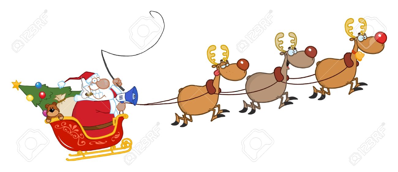santa s sleigh with reindeer