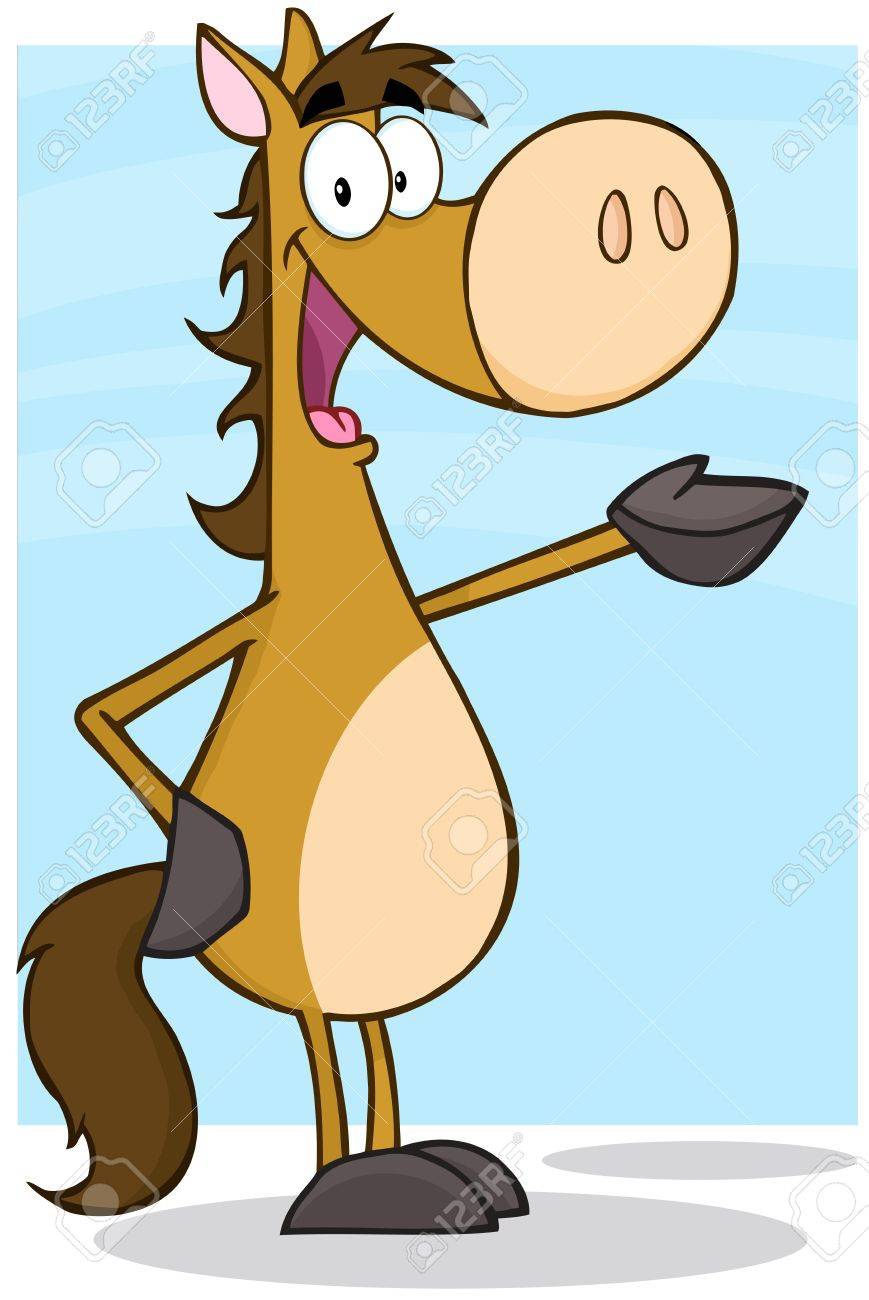 馬の漫画のマスコット キャラクターのイラスト素材 ベクタ Image