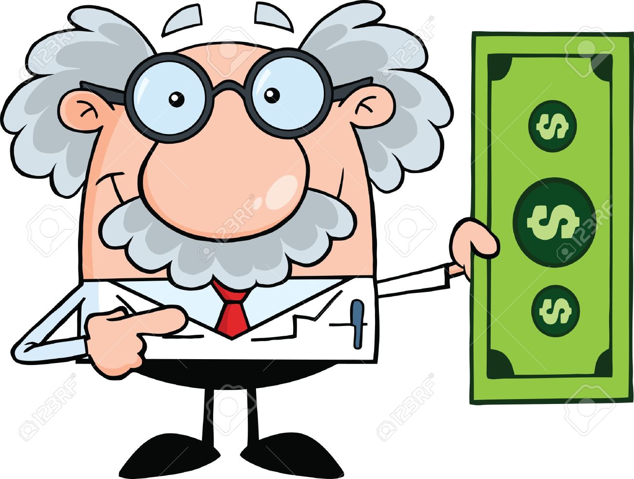 科学者や教授のドル札を示すのイラスト素材 ベクタ Image