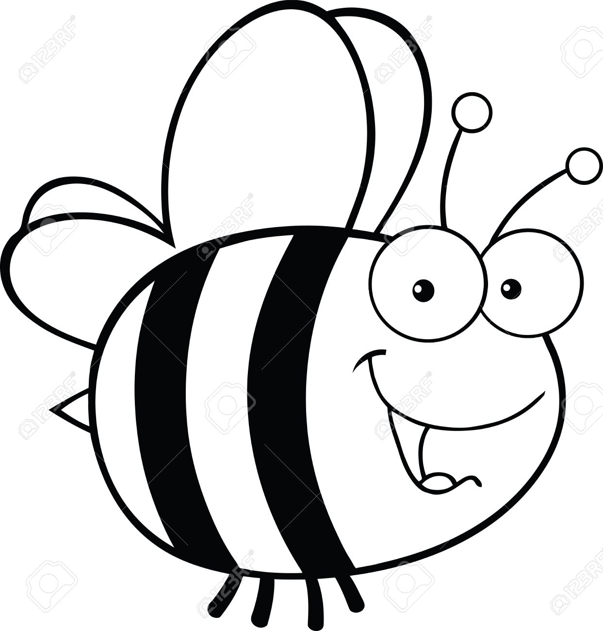Mascotte De Dessin Anime Noir Et Blanc Mignon D Abeille Caractere Clip Art Libres De Droits Vecteurs Et Illustration Image