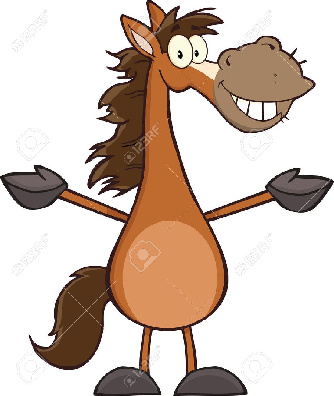 Lächeln Pferde Karikatur-Maskottchen-Charakter Mit Open Arms Illustration  Auf Weißem Lizenzfrei nutzbare SVG, Vektorgrafiken, Clip Arts,  Illustrationen. Image 23195933.