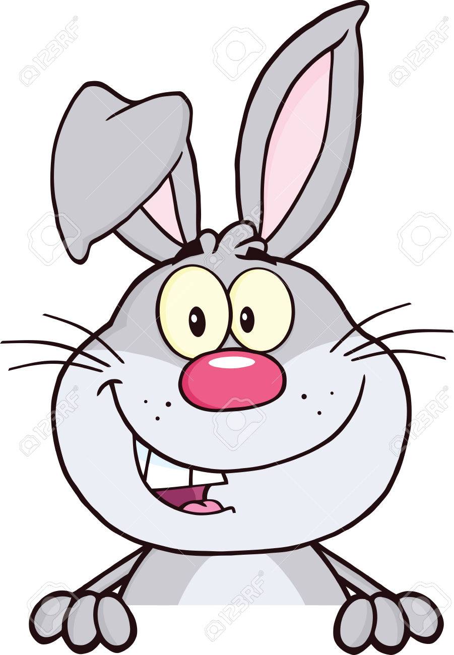 灰色ウサギ漫画マスコット キャラクター上空白記号図分離白 のイラスト素材 ベクタ Image
