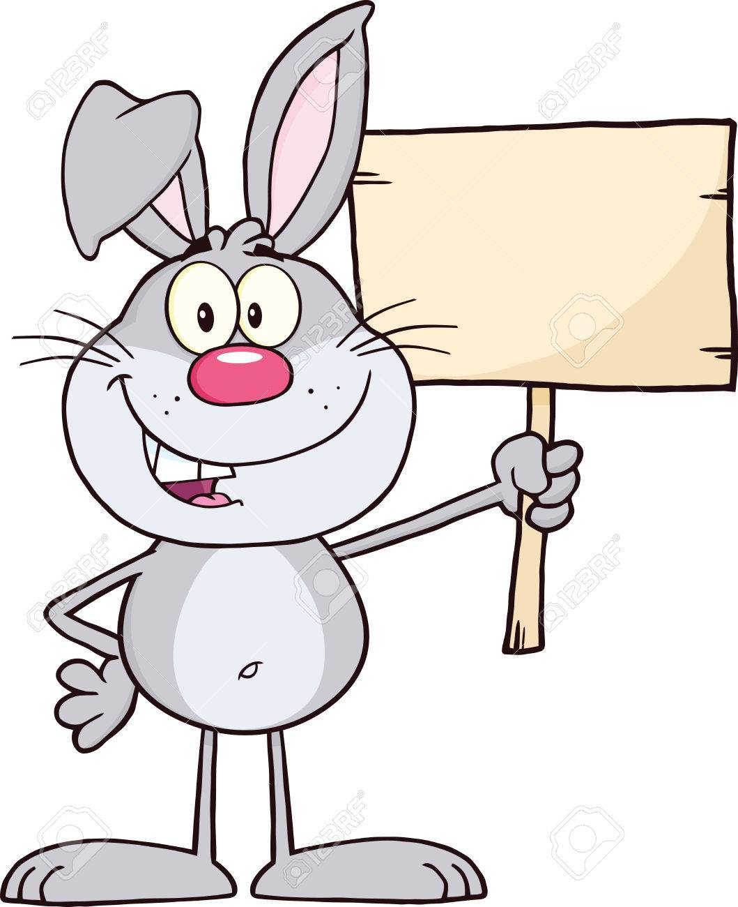 Lustige Graue Kaninchen Cartoon Charakter Mit Einem Holzbrett Illustration Isoliert Auf Weiss Lizenzfrei Nutzbare Vektorgrafiken Clip Arts Illustrationen Image 26448642