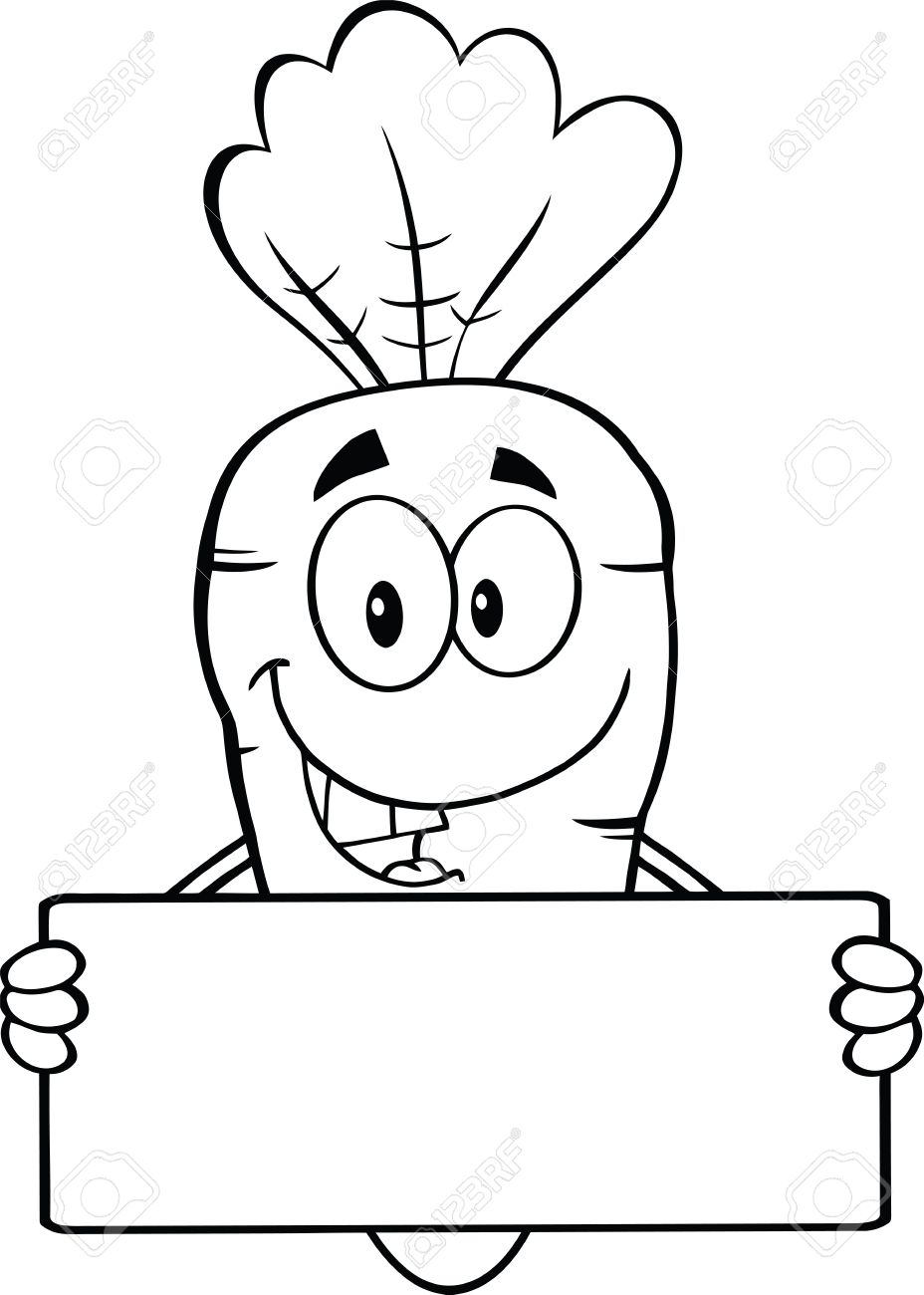 黒と白のおかしいにんじん漫画文字を保持している A バナー イラスト分離白のイラスト素材 ベクタ Image 26731459